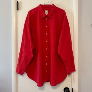 Anthropologie Maeve Women's Plus L/S Linen-Blend Button-Front Tunic Shirt Top 2X